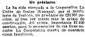 Prestamo Cooperativa La Union. 8-1926.